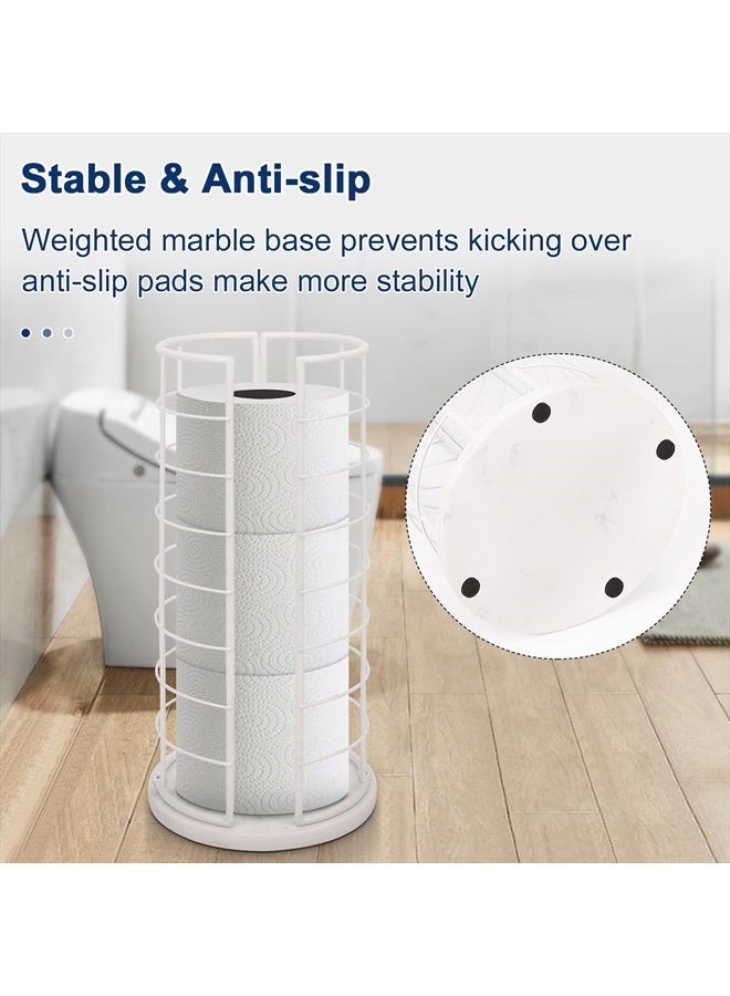 NearMoon Toilet Paper Organizer Stand, Free Standing 3 Rolls Tissue Storage, Metal Bathroom Accessory, Rustproof Toilet Roll Holder for Kitchen Countertop Inside Cabinet Shelf (Marble Base, White)  - Image 5