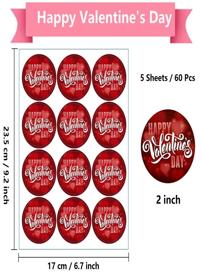 Ccswybf Valentines Stickers, 60 Pcs Valentines Day Gift Stickers 2" Round Valentines Labels Stickers Valentine's Day Party Supplies - Image 2