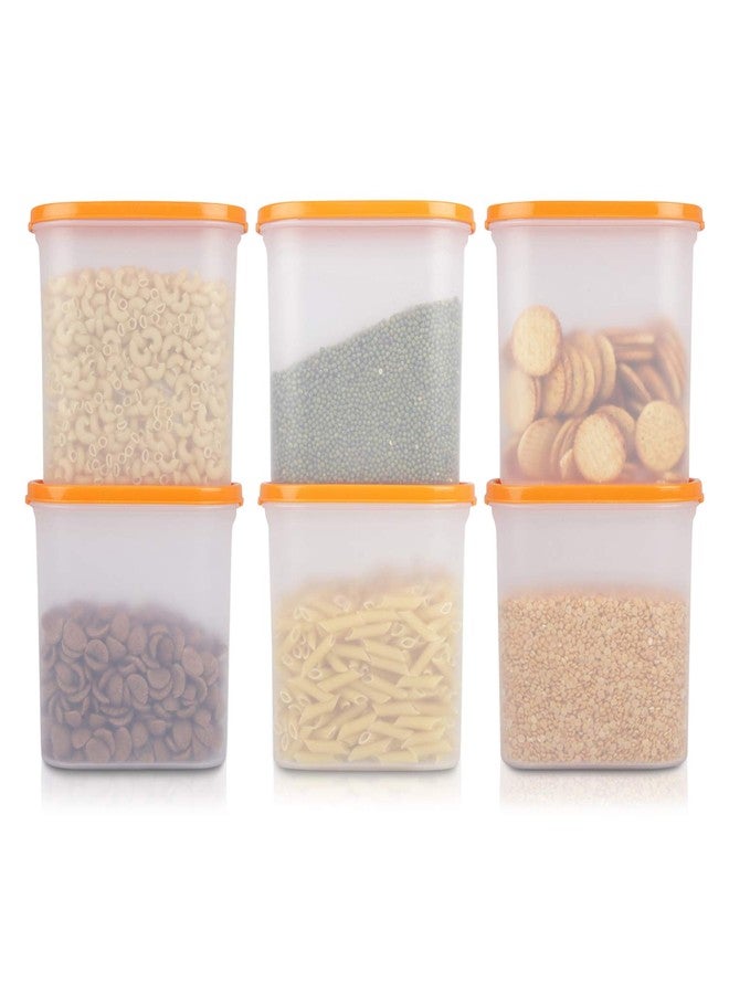Cutting Edge Essentials Anti Microbial Seal Stackable Food Storage Oval Kitchen Containers Set with Anti Bacterial Protection Modular Jar for Flour, Cereals, Snacks, BPA Free, 1800 ML -Set of 6 - Image 1