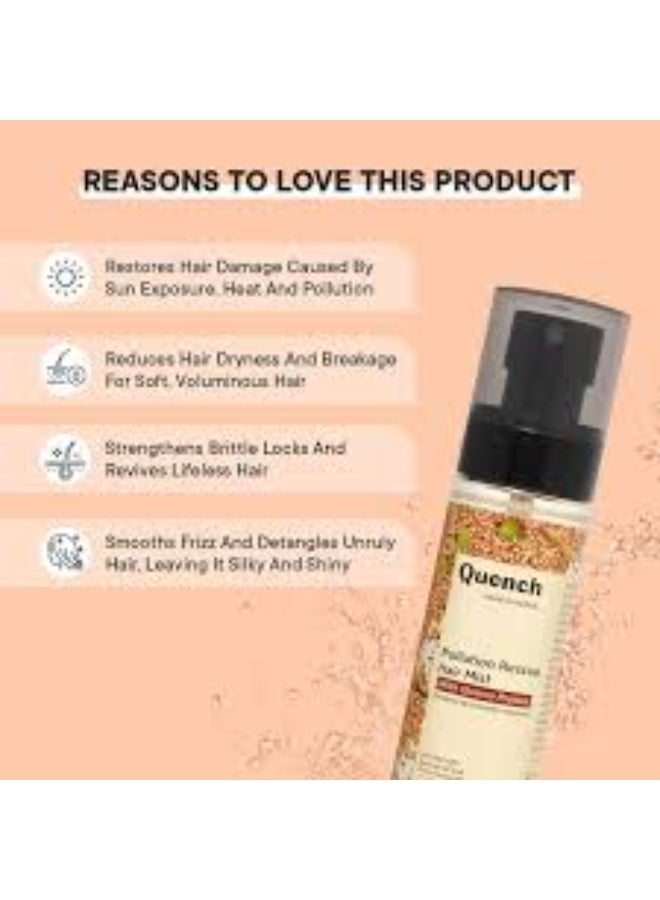 كوينش رذاذ الشعر المنقذ من التلوث (Quench) - غني ببروتين الكينوا والسيراميدات | ينعم التجعد، يسيطر على الشعيرات المتطايرة ويصلح تلف الشعر | يضفي لمعاناً | صُنع في كوريا (100 مل) - Image 3