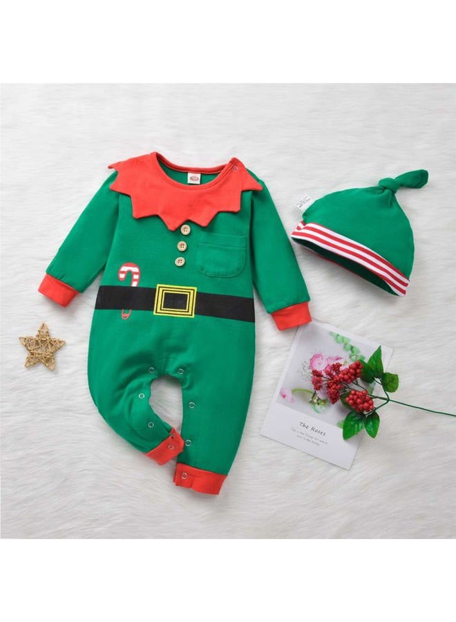 HiHa Baby-Christmas-Elf-Outfit Jumsuit for Toddler Boys Girls Christmas Clothes (green, 0-6months) - Image 5
