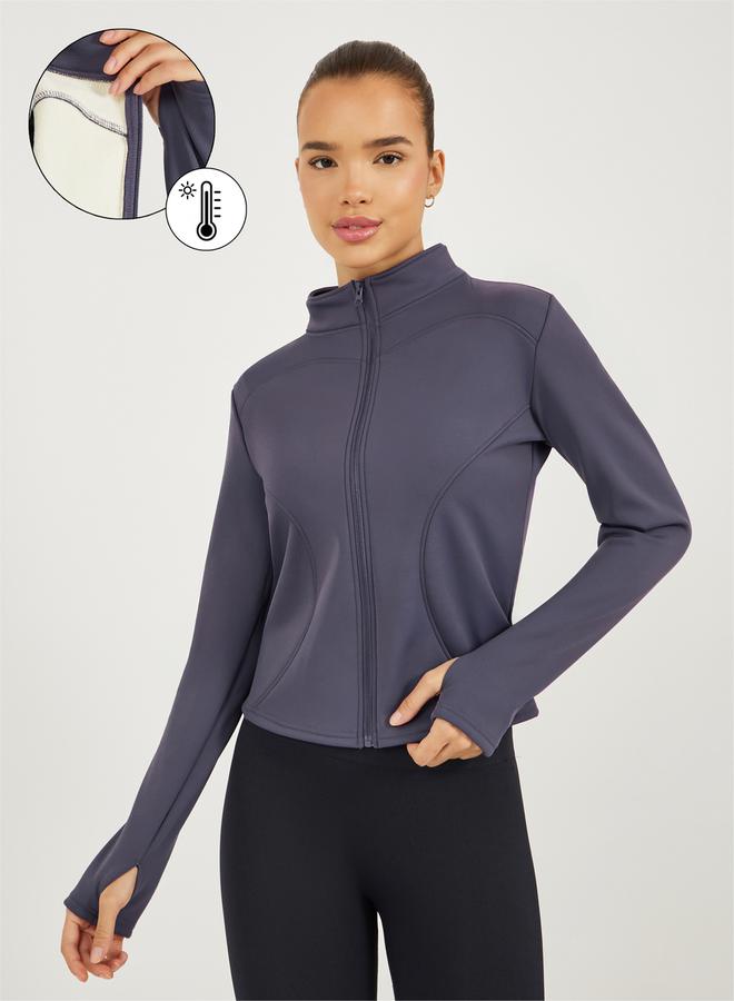 Styli Active Fleece Lining Contour Detail Zip Up Jacket - Image 1