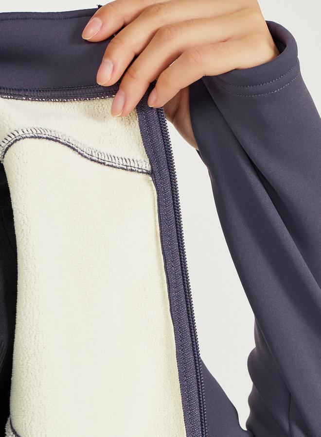 Styli Active Fleece Lining Contour Detail Zip Up Jacket - Image 3
