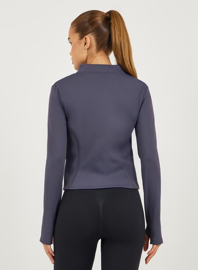 Styli Active Fleece Lining Contour Detail Zip Up Jacket - Image 4