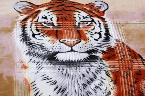Nestl 9 Lbs Velvet Fleece Blanket for Winter - 2 Ply Heavy & Warm Korean Style Bed Blanket - Reversible Printed Raschel Queen Size Blanket - Wrinkle & Fade Resistant - 79 x 94 Inches - Tiger - Image 3