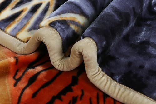 Nestl 9 Lbs Velvet Fleece Blanket for Winter - 2 Ply Heavy & Warm Korean Style Bed Blanket - Reversible Printed Raschel Queen Size Blanket - Wrinkle & Fade Resistant - 79 x 94 Inches - Tiger - Image 4