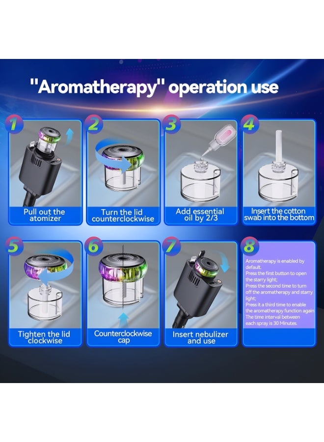 شاحن سيارة 5 في 1 مع ضوء النجوم ، كابلات قابلة للسحب، USB-C وiOS - Image 5