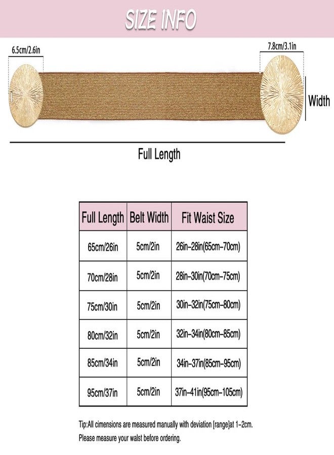 BAOKELAN Women Wide Stretchy Waist Belts Elastic Cinch Belt for Dresses Bling Brown Gold 80CM - Image 4