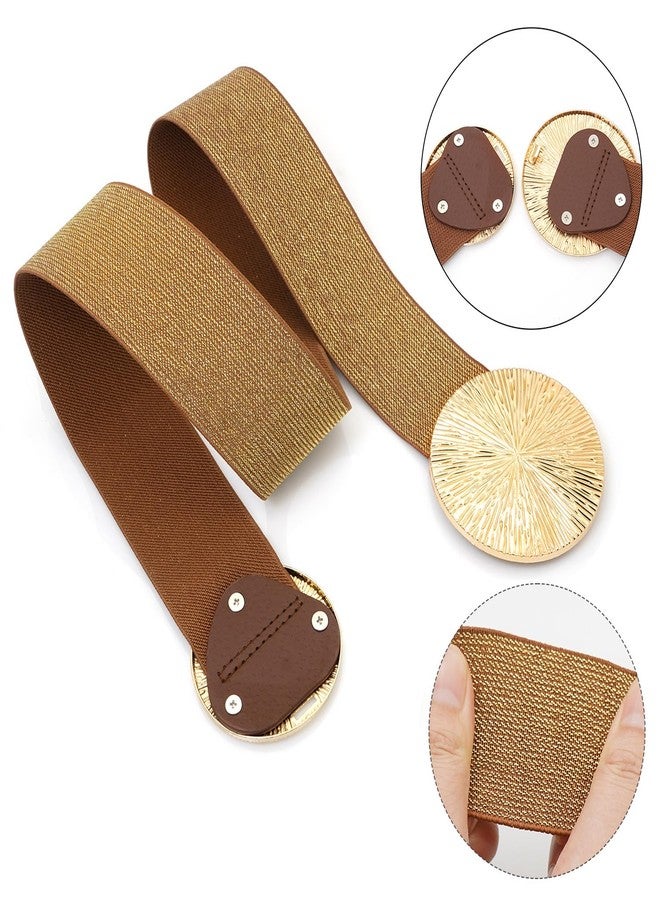 BAOKELAN Women Wide Stretchy Waist Belts Elastic Cinch Belt for Dresses Bling Brown Gold 80CM - Image 5