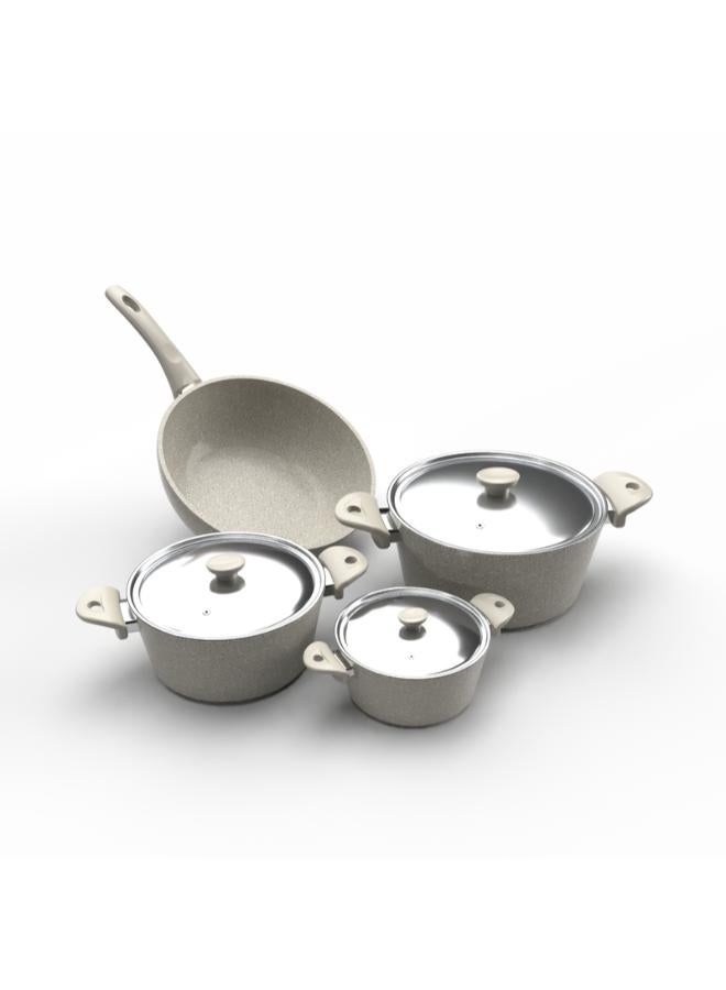 Top Chef granit 7 pieces set ( pot 16 / 22 /26 / wook 28 ) beige (Suitable For Induction) - Image 3