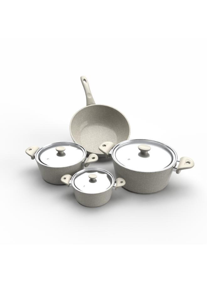 Top Chef granit 7 pieces set ( pot 16 / 22 /26 / wook 28 ) beige (Suitable For Induction) - Image 2