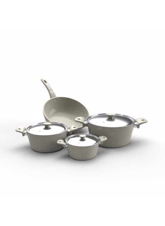 Top Chef granit 7 pieces set ( pot 16 / 22 /26 / wook 28 ) beige (Suitable For Induction) - Image 4