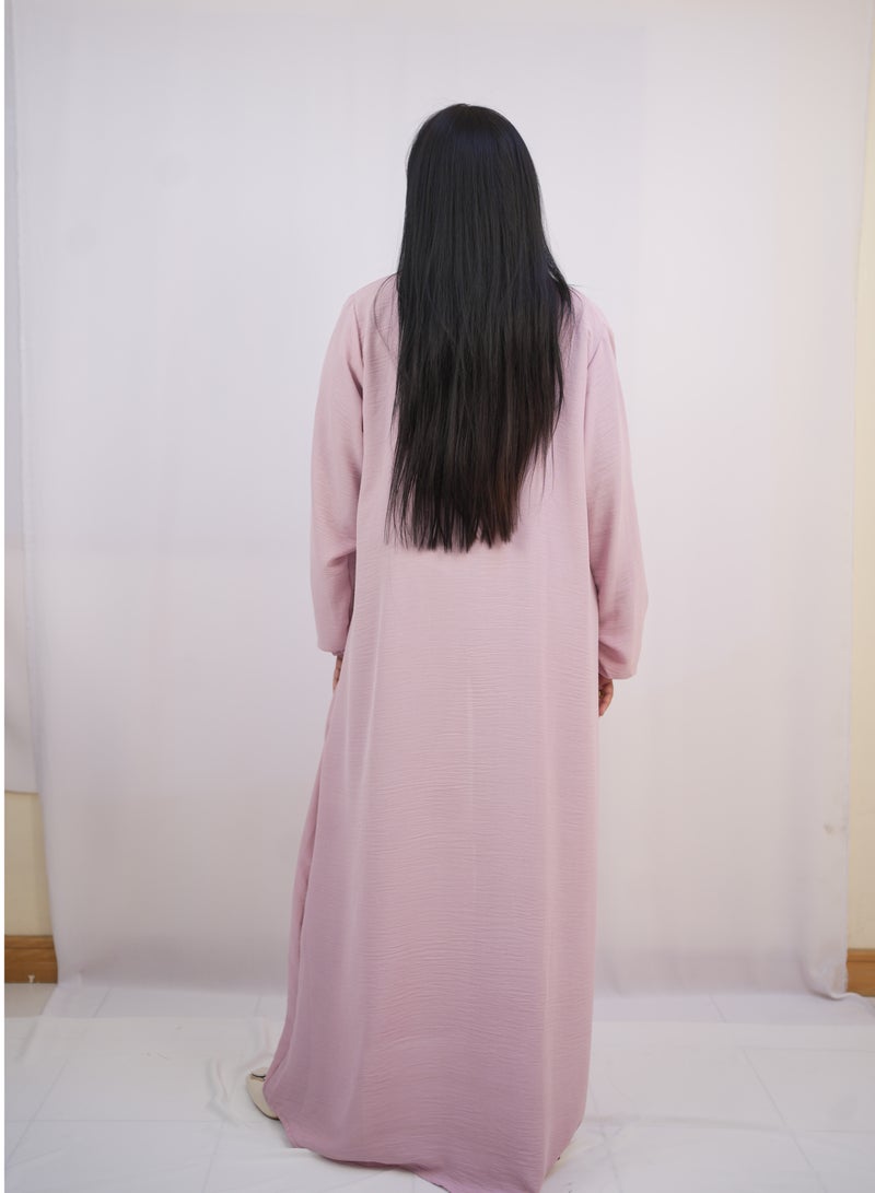 Al Batool Arabian Open Abaya of Stylish Cey Fabric with One-Button Closure - Image 5