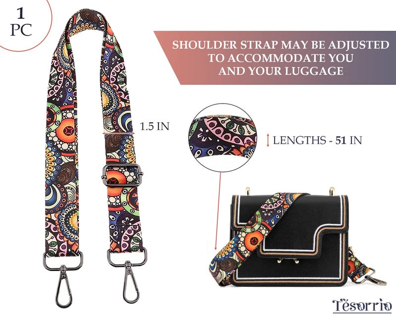 Tesorrio Colorful Purse Guitar Strap for Crossbody - 51 x 1.5" Vibrant Crossbody Straps for Purses for Women, Durable and Multipurpose Replacement Belt, Adjustable Length, Stylish Shoulder Accessory with Hooks - Image 2