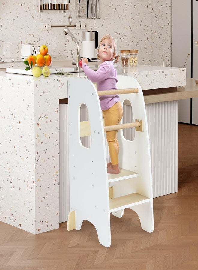 Ezebaby Toddler Standing Tower, 3-Adjustable Height Toddler Kitchen Step Stool, Kids Helper Stool for Learning New Skills-White - Image 1