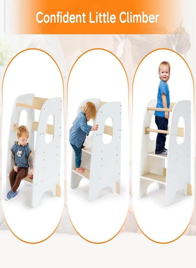 Ezebaby Toddler Standing Tower, 3-Adjustable Height Toddler Kitchen Step Stool, Kids Helper Stool for Learning New Skills-White - Image 5