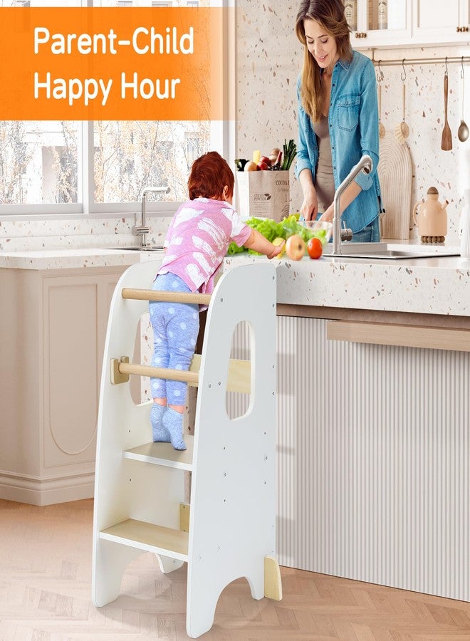 Ezebaby Toddler Standing Tower, 3-Adjustable Height Toddler Kitchen Step Stool, Kids Helper Stool for Learning New Skills-White - Image 3