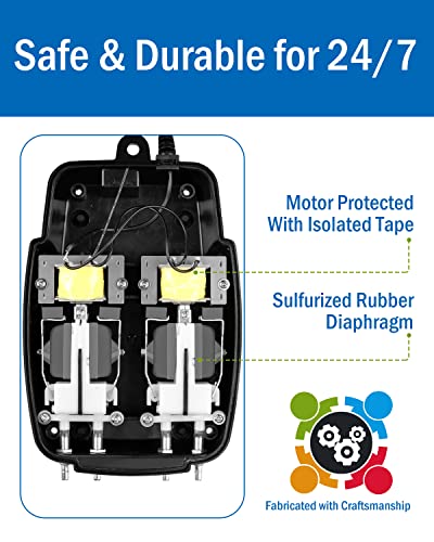 AquaMiracle All-in-One Koi Pond Aerator for Outdoor Ponds up to 2000 Gallons, Pond Air Pump Pond Aeration System with 4-Outlet Airline Tubing Air Stones Check Valves - Image 4