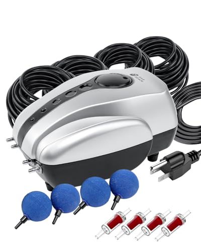 AquaMiracle All-in-One Koi Pond Aerator for Outdoor Ponds up to 2000 Gallons, Pond Air Pump Pond Aeration System with 4-Outlet Airline Tubing Air Stones Check Valves - Image 1