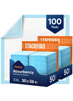 Stack Man Chucks Pads Disposable [100-Pack] Adult Incontinence Underpads 30"x 36" Extra Large Absorbent Fluff Protective Bed Pads, Toddler Mattress Pads - Pee Pads for Kids & Adults - Dog & Puppy Training Pads 