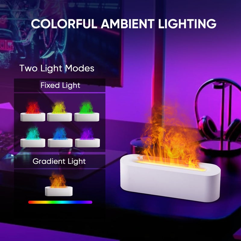 YALEDI Essential Oil Diffuser, Fireplace Fire Flame Aromatherapy Diffuser, 150ml Ultrasonic Cool Mist Humidifier, Scent Aroma Diffuser with 7 Colors Light, Timer & Auto-Off for Home, Room (White) - Image 3