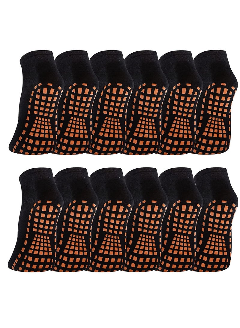 SYOSI 12 Pairs Slipper Socks for Women, Non Slip Skid Gripper Socks,Athletic Short Cotton Socks Trampoline Socks for Adults Women Hospital Socks Yoga Socks(Black)  - Image 1
