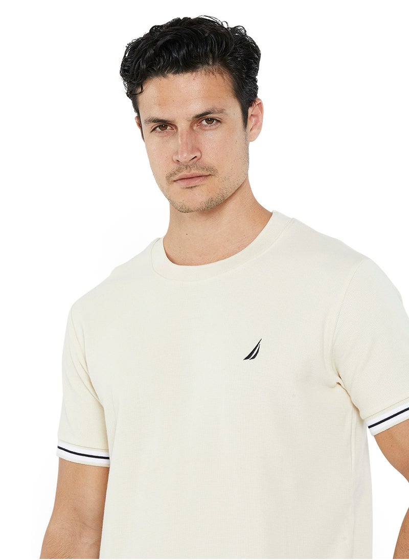 NAUTICA - Textured Regular Fit Premium Cotton Crew Neck T-shirt - Image 1