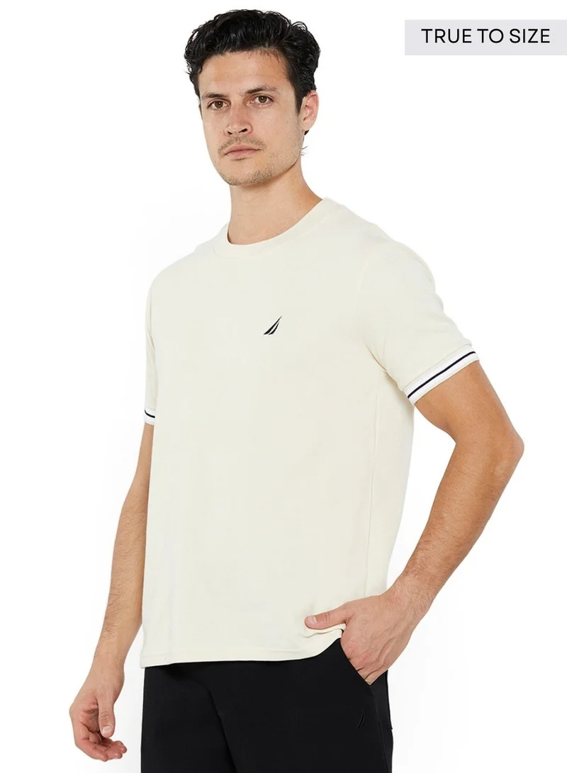 NAUTICA Textured Regular Fit Premium Cotton Crew Neck T-shirt