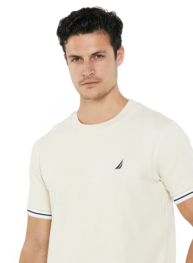 NAUTICA Buff Textured Regular Fit Premium Cotton Crew Neck T-shirt for Men | Best Price UAE
