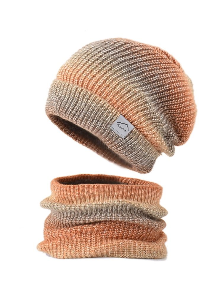 Loquat Winter Padded Set Cap Knitted Hat Scarf 2-Piece Set