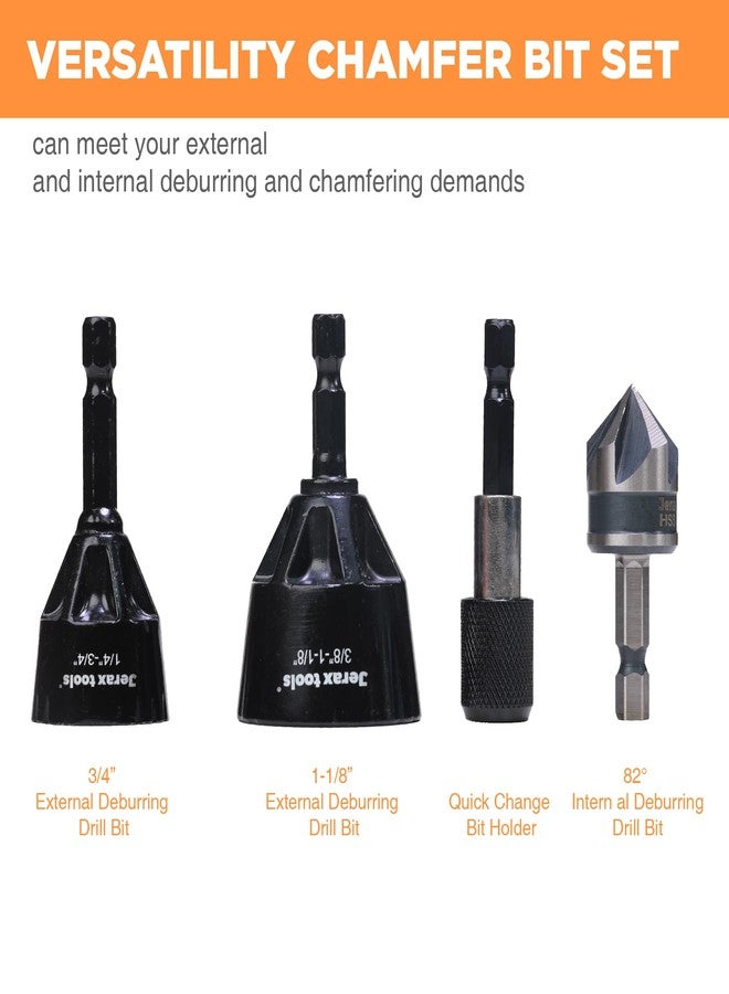 Jerax tools Tungsten Carbide Chamfering Drill Bit Set for Removing Burr and Edge Deburring, Quick Release Hex Shank Deburring Tool for Metal Rod, Tube, Screw, Dowel, Sheet, Copper/PVC Pipe - Image 2
