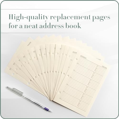 Gallery Leather Address Book Refill Replacement Pages - 3 Ring 5.5 x 8 Size, 15 Sheets, 30 Pages for 180 Entries, Quick and Easy Contact Storage and Updates - Image 5