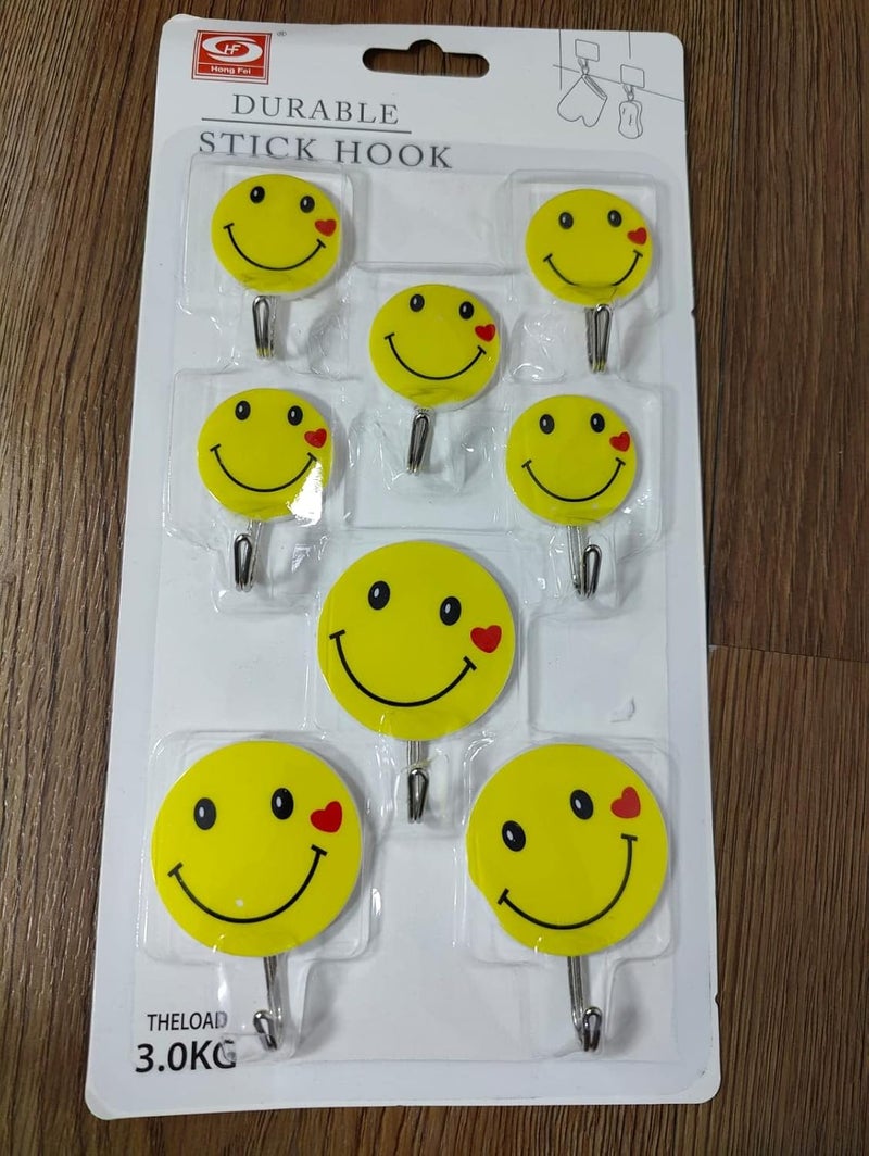 AQ AQSON AQSON Smiley Sticky Hook Set - 8 Decorative Hooks for Home Organization - Image 1