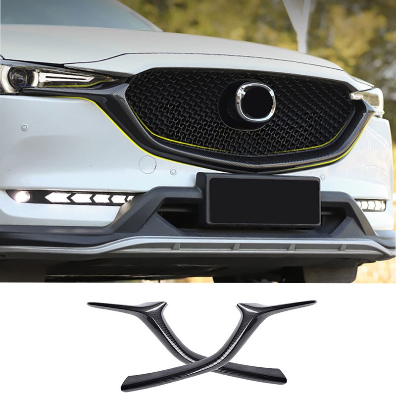Generic KELEIMAI Car Accessories Fit For Mazda CX-5 CX5 CX8 2017-2021 Exterior Front Lower Grill Grille Trims Cover Grill Molding (Carbon Fiber Style) ABS 2 PCS  - Image 1
