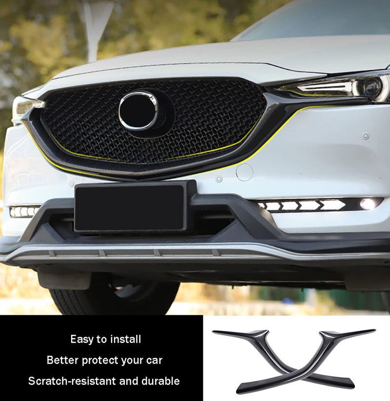 Generic KELEIMAI Car Accessories Fit For Mazda CX-5 CX5 CX8 2017-2021 Exterior Front Lower Grill Grille Trims Cover Grill Molding (Carbon Fiber Style) ABS 2 PCS  - Image 2