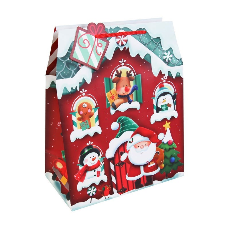 Eurowrap Santa's Grotto Gift Bag – Christmas and Holiday Gift Bag, Festive Packaging, Seasonal Present Holder, Holiday Celebration, and Perfect Christmas Gifting Essentials - Size LARGE