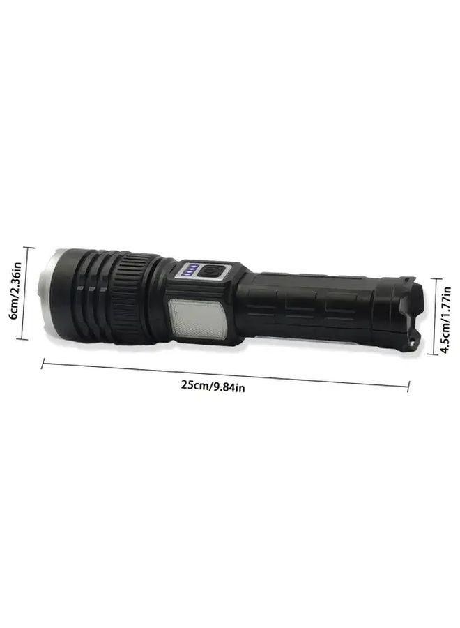 Black Solar Flashlight High Lumen USB C Quick Charge Adjustable Focus COB Lamp 12 Modes - Image 5