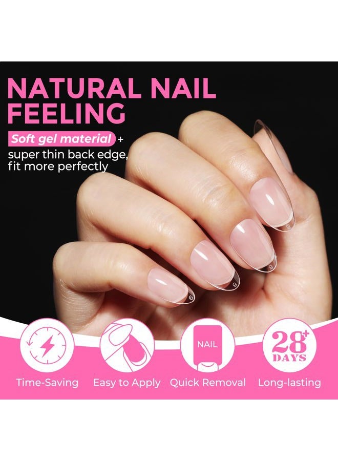 UNA GELLA Short Almond Round Fake Nails 216pcs Almond Press on Nails Pre-shape Oval Gel Nail Tips for Full Cover Acrylic Short Round Nails For Nails tips Extension 12 Sizes - Image 4