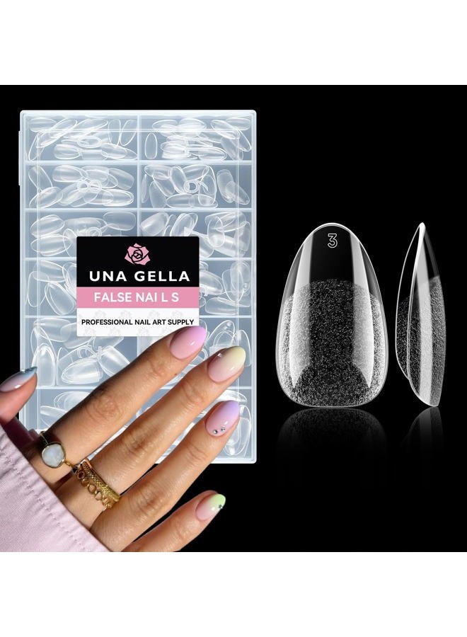 UNA GELLA Short Almond Round Fake Nails 216pcs Almond Press on Nails Pre-shape Oval Gel Nail Tips for Full Cover Acrylic Short Round Nails For Nails tips Extension 12 Sizes - Image 1
