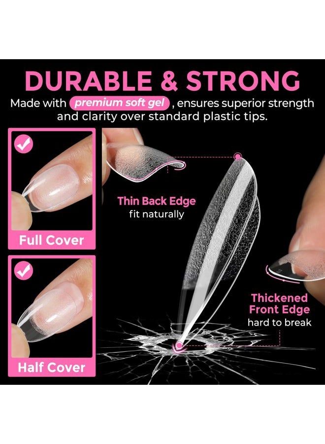 UNA GELLA Short Almond Round Fake Nails 216pcs Almond Press on Nails Pre-shape Oval Gel Nail Tips for Full Cover Acrylic Short Round Nails For Nails tips Extension 12 Sizes - Image 5