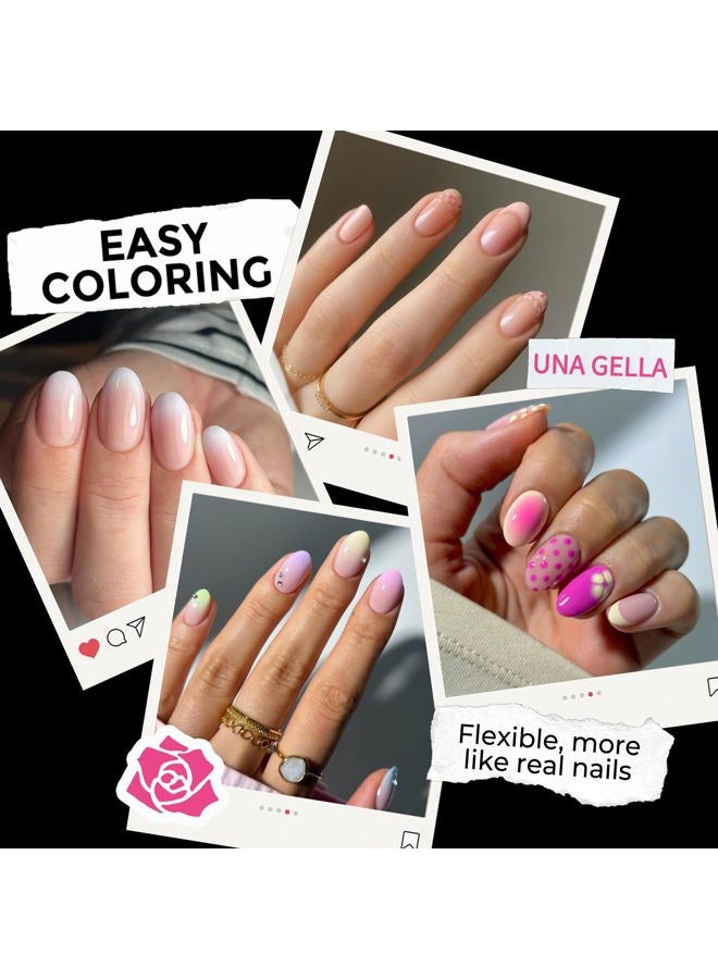 UNA GELLA Short Almond Round Fake Nails 216pcs Almond Press on Nails Pre-shape Oval Gel Nail Tips for Full Cover Acrylic Short Round Nails For Nails tips Extension 12 Sizes - Image 3