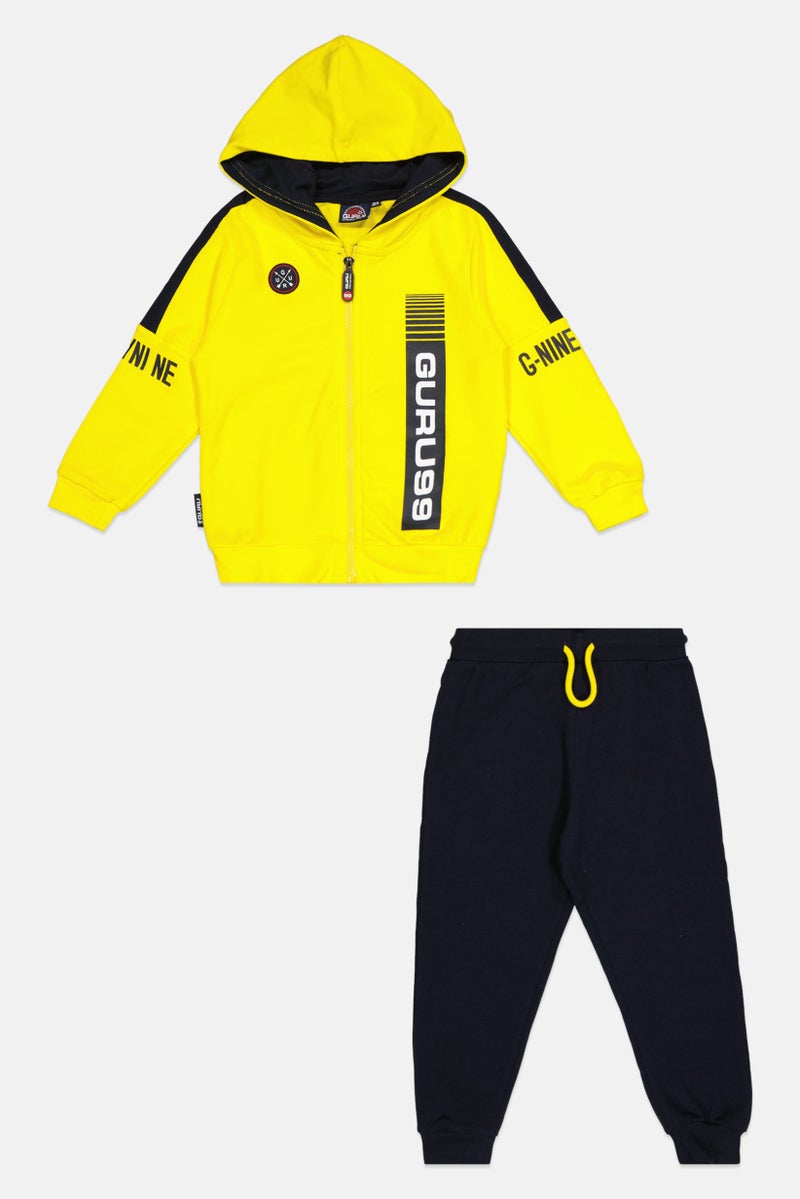 guru G99 By Guru Toddlers Boy 2 Pieces Brand Logo Hoodie With Bottom Set, Multicolor - Image 3