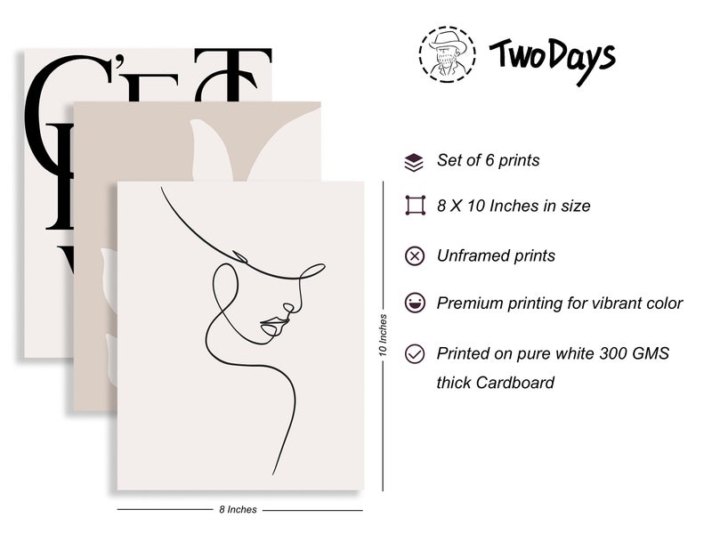 TwoDays Vanilla Girl Room Decor, Clean Girl Aesthetic Wall Art, Boho Beige Posters for Bedroom, Minimalist Cream Prints, Abstract Brown Pictures for Girls.(8" x 10", Set of 6, UNFRAMED) - Image 2