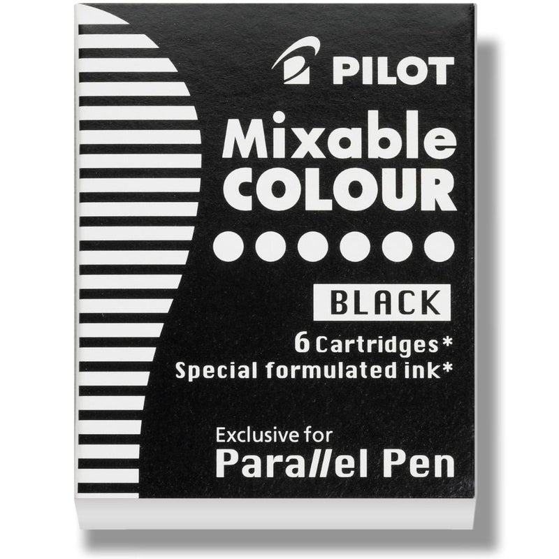 Pilot Parallel Mixable Color Ink Refills for Calligraphy Pens, Black Ink, 6-Pack (77305)