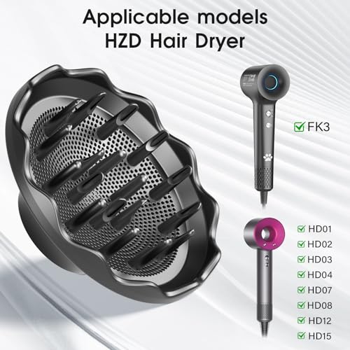 HZD Hair Dryer Diffuser, Attachment for Hair Dryer, Hair Diffuser for Curly Hair, 360° Magnetic Diffuser for HZD&DSON Hair Dryer, Hair Attchment for Women, Black - Image 2