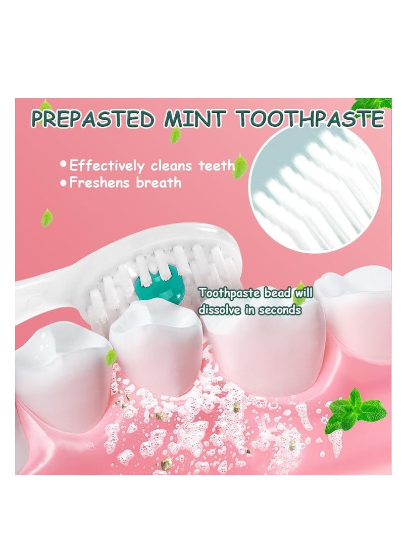 جوي وورلد فراشي أسنان، فراشي أسنان صغيرة يمكن التخلص منها للاستخدام أثناء التنقل، مجموعات فراشي أسنان صغيرة محمولة للسفر مع أعواد أسنان وخيط تنظيف الأسنان، منتجات محمولة للعناية بالفم للسفر والعمل (نكهات متنوعة، عبوة من 26 قطعة) - Image 2