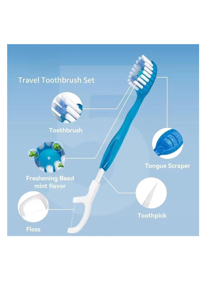 جوي وورلد فراشي أسنان، فراشي أسنان صغيرة يمكن التخلص منها للاستخدام أثناء التنقل، مجموعات فراشي أسنان صغيرة محمولة للسفر مع أعواد أسنان وخيط تنظيف الأسنان، منتجات محمولة للعناية بالفم للسفر والعمل (نكهات متنوعة، عبوة من 26 قطعة) - Image 5