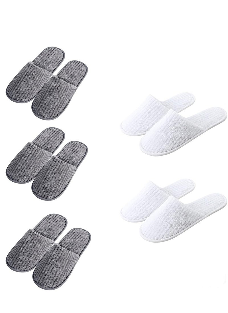 KCDMBUE 5 Pairs Disposable White Spa Slippers for Women and Girls, Soft Guest Slippers for Travel, Home, Hotel, and Party Use (3 Grey + 2 White)  - Image 1
