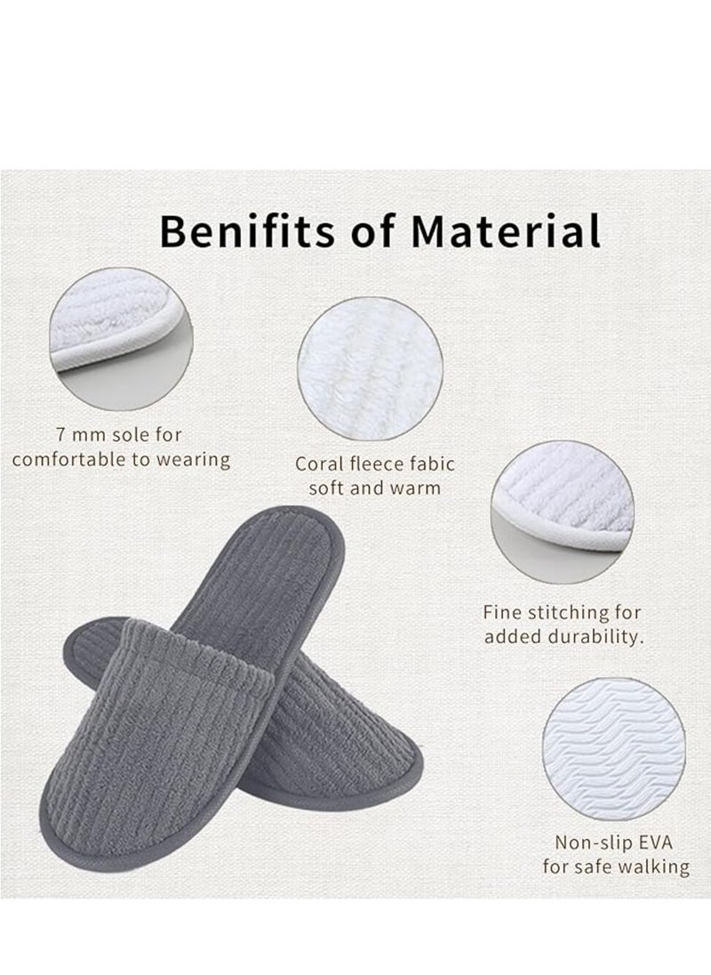 KCDMBUE 5 Pairs Disposable White Spa Slippers for Women and Girls, Soft Guest Slippers for Travel, Home, Hotel, and Party Use (3 Grey + 2 White)  - Image 2