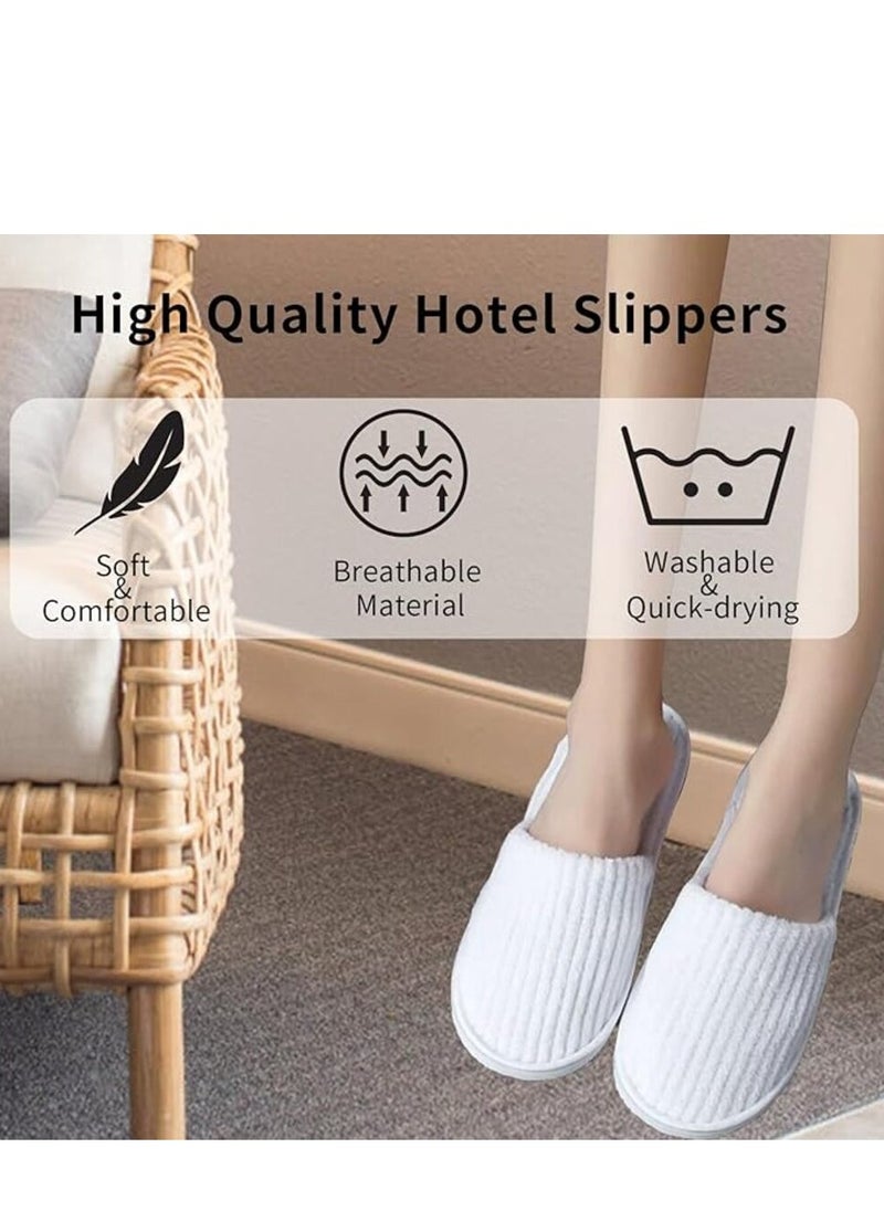 KCDMBUE 5 Pairs Disposable White Spa Slippers for Women and Girls, Soft Guest Slippers for Travel, Home, Hotel, and Party Use (3 Grey + 2 White)  - Image 3